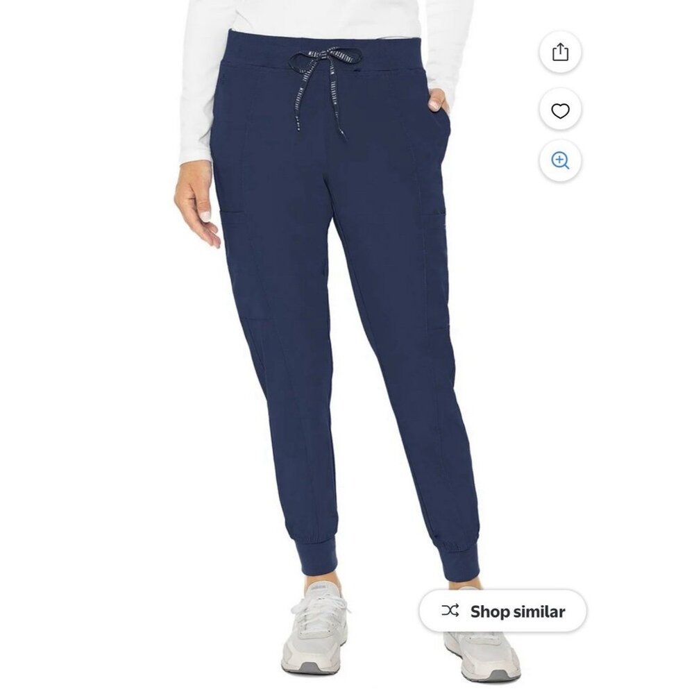 Med Couture Peaches Quick Dry Stretch Women's Scrub Pants -Large - Navy Blue